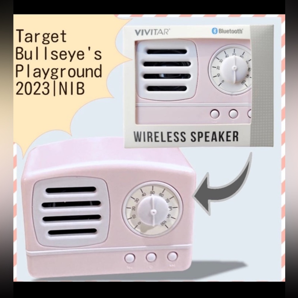 New TARGET BULLSEYE'S PLAYGROUND Vivitar RETRO PINK WIRELESS BLUETOOTH SPEAKER